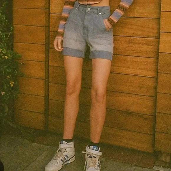 BDG Urban Outfitters Kiara High-Waisted Women's Shorts - Blue Ombré - Picture 2 of 13